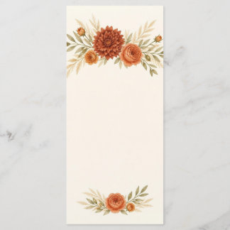 Watercolor Terracotta Wedding Menu Card