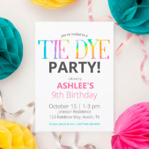 Watercolor Tie Dye Invitation Anniversaire