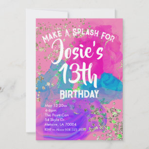 Watercolor Tie Dye Paint Anniversaire Invitation