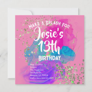 Watercolor Tie Dye Paint Anniversaire Invitation