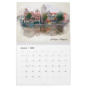 Watercolor Travel Europe Villes 2023 Calendrier