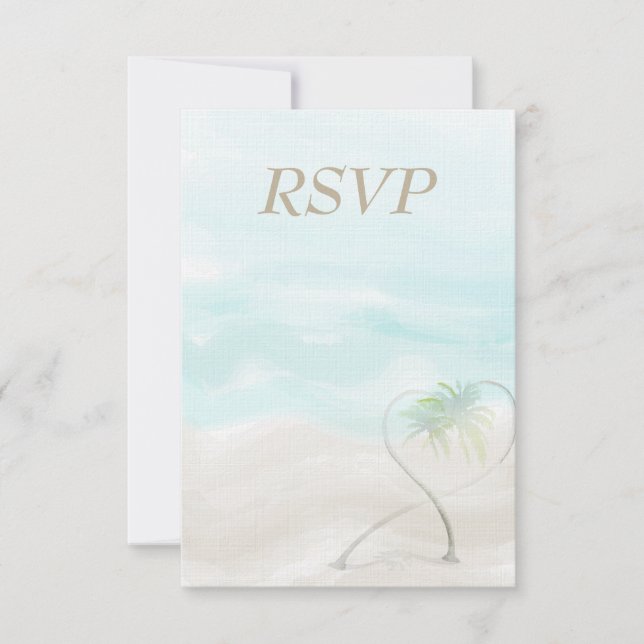 Watercolor Tropical Beach Wedding RSVP (Devant)