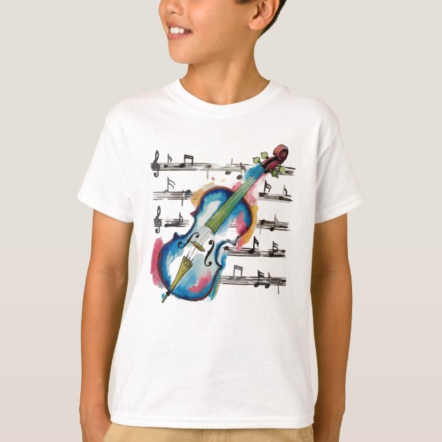 Watercolor Violin Kids' Basic T-Shirt (Devant)