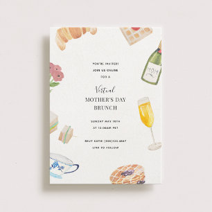 Watercolor Virtual Mother's Day Brunch Invitations
