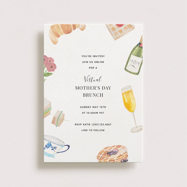 Watercolor Virtual Mother's Day Brunch Invitations (Créateur téléchargé)
