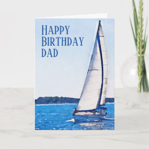 Watercolor Voiliboat Bonne Carte Papa Anniversaire