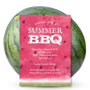 Watercolor Watermelon Summer BBQ Invitations de cu