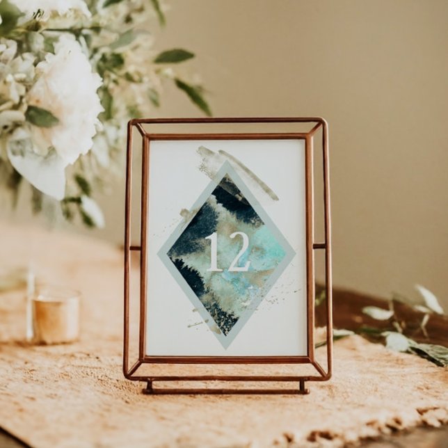 Watercolor Waves Elégant Mariage Carte Table (Créateur téléchargé)