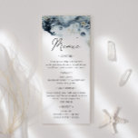 Watercolor Waves Mariage Dîner Menu Invitation<br><div class="desc">Cet article présente un trait de brosse aquarelle dans des couleurs bleu marine profondes avec des accents d'or imitant des vagues sur la plage, ce qui en fait un choix parfait pour un mariage d'été ou de plage. Il est minimaliste et élégant dans la disposition et les choix de police,...</div>