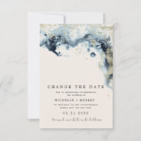 Watercolor Waves Photo Change La Date Invitation