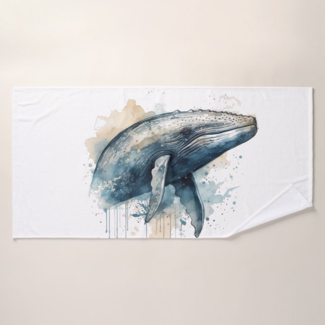 Watercolor Whale Wonder (Serviette de bain)