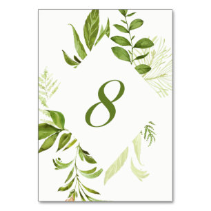 Watercolor Wild Green Folid Table Numéro 8 Carte