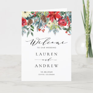 Watercolor Winter Blooms Garland Wedding Programme