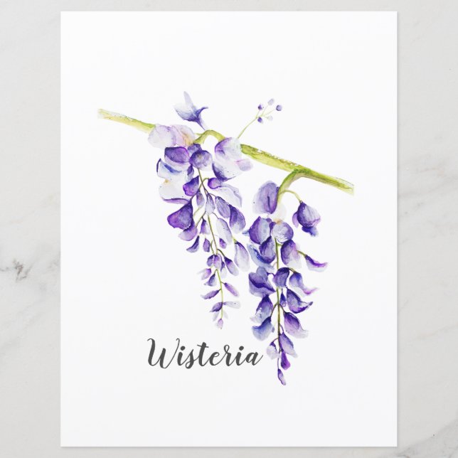 Watercolor Wisteria Botanique Papier à rebut (Devant)