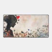 Watercolor Woman Silhouette with Hearts