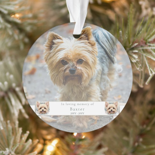 Watercolor Yorkie et Floral Wreath Memorial (Arbre)