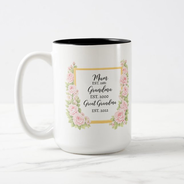 Watercolour Mug Gift for Granny, Personalised gift (Gauche)