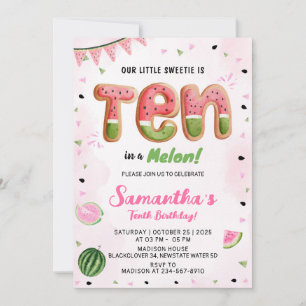 Watermelon 10th Birthday Party Invitation