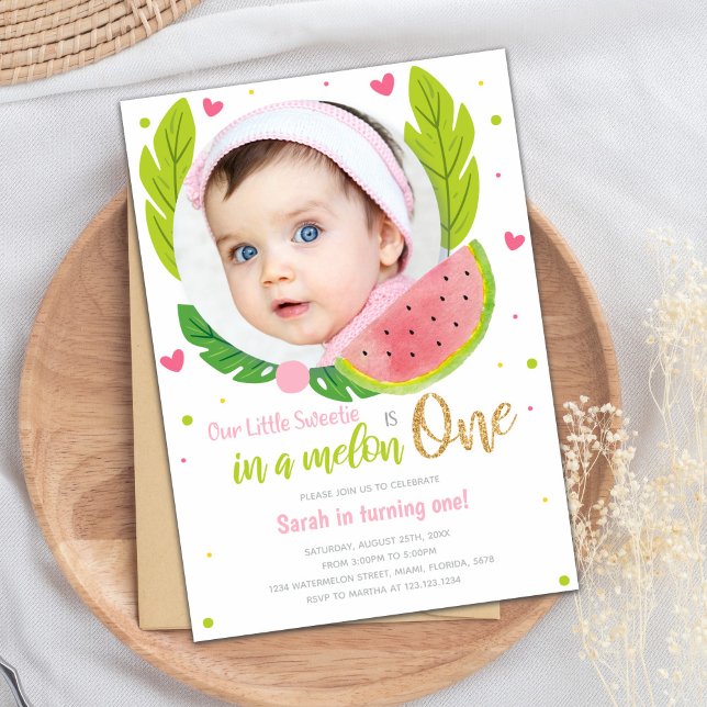 Watermelon Anniversaire Invitations avec photo (Watermelon Birthday Invitations with photo)