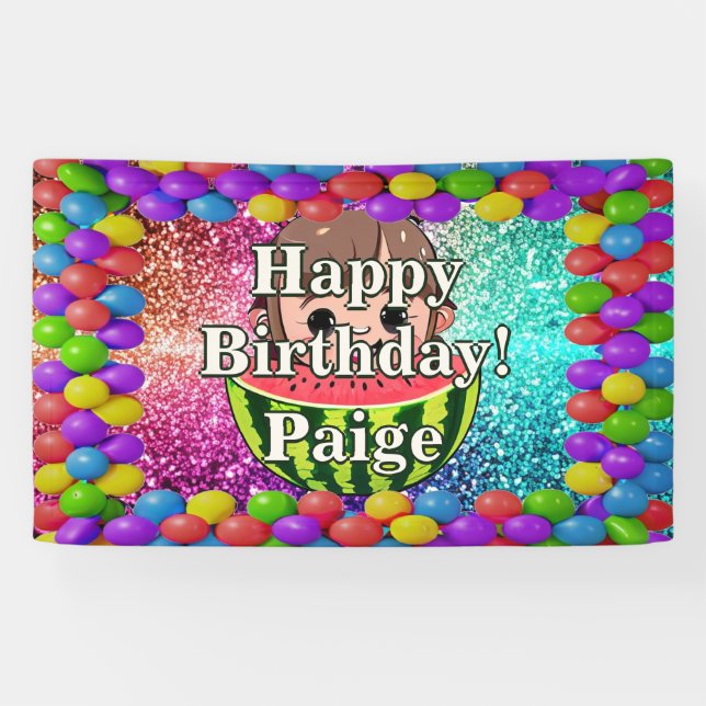 Watermelon Bannière d'anniversaire personnalisées (Horizontal)