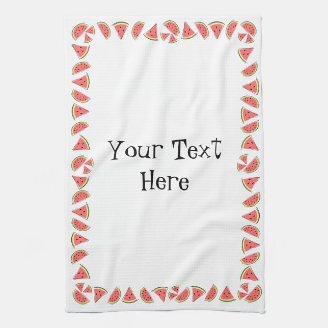 Watermelon Bordure Texte serviette de cuisine (Vertical)