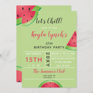 watermelon été fête d'anniversaire invitation