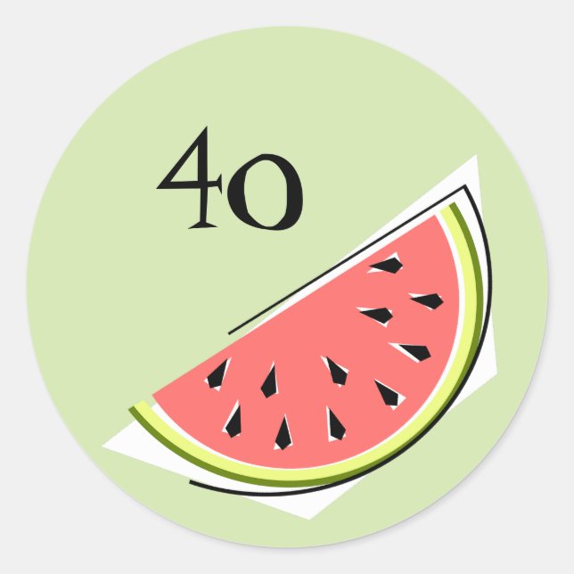 Watermelon Green Slice Age 40 autocollant rond (Devant)