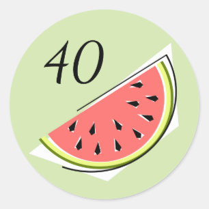 Watermelon Green Slice Age 40 autocollant rond