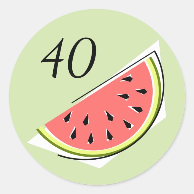 Watermelon Green Slice Age 40 autocollant rond (Devant)