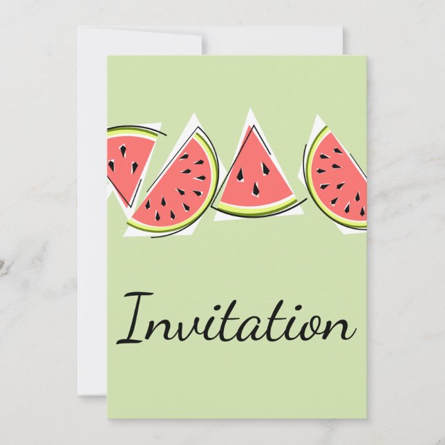 Watermelon Line Invitation verte verticale (Devant)