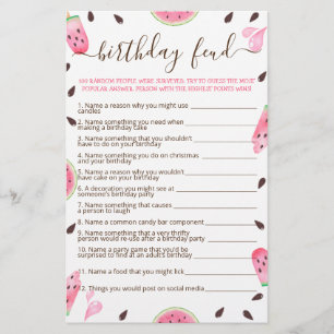 Watermelon One In A Melon Jeu d'anniversaire Feud