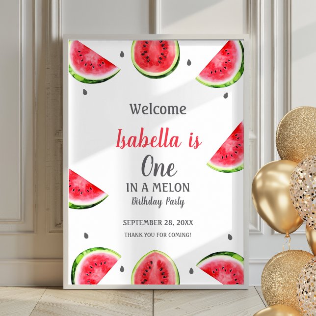 Watermelon One In A Melon Poster Affiche de bienve (Créateur téléchargé)