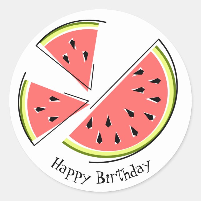 Watermelon Pieces Happy Anniversaire autocollant a (Devant)
