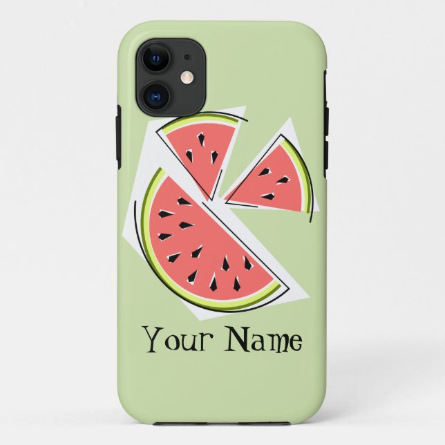Watermelon Pièces vert "Nom" coque iphone (Dos)