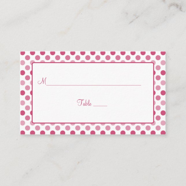 Watermelon Pink Polka Dot Mariage Cartes de Place (Devant)