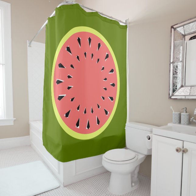 Watermelon rideau de douche rose (En situation)