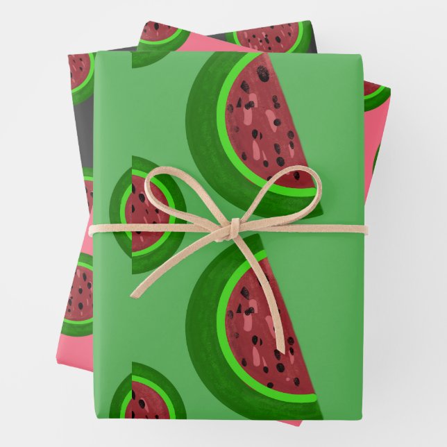 Watermelon Rose, vert, graine noir Papier à envelo (En situation)
