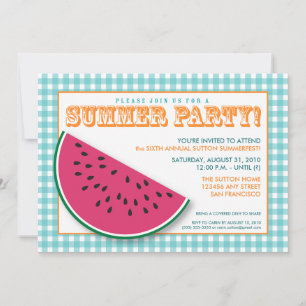 Watermelon Summer Cookout/BBQ Invitation (aqua)