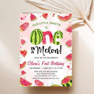 Watermelon Watercolor 1er Invitation anniversaire