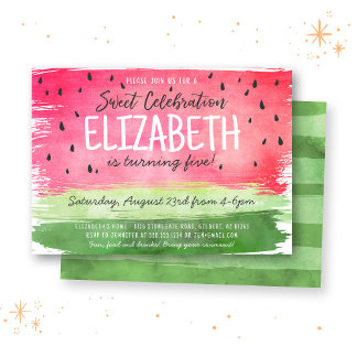 Watermelon Watercolor Invitation d'anniversaire