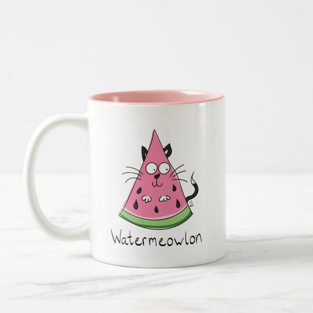 Watermeowlon Watermelon Cat Funny Coffee Mug (Gauche)