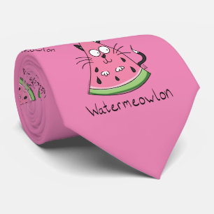 Watermeowlon Watermelon Cat Funny Cravate masculin