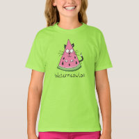 Watermeowlon Watermelon Cat Funny Girl's T-shirt
