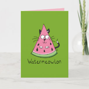 Watermeowlon Watermelon Chat Carte de voeux amusan