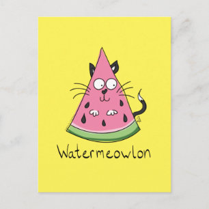 Watermeowlon Watermelon Chat Funny Carte postale