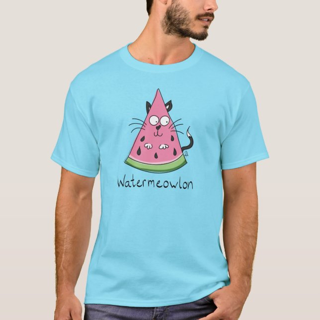 Watermeowlon Watermelon Chat Funny T-shirt Homme (Devant)