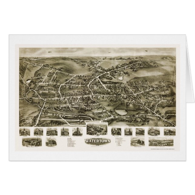 Watertown, carte panoramique de CT - 1918 (Devant horizontal)