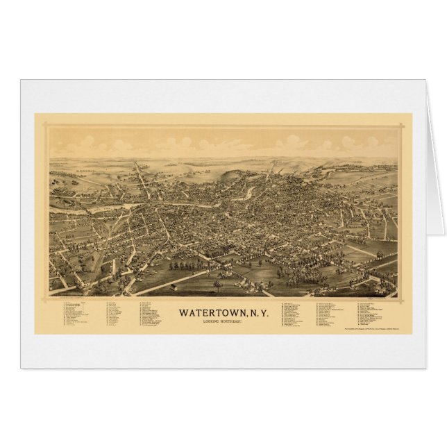 Watertown, carte panoramique de NY - 1891 (Devant horizontal)