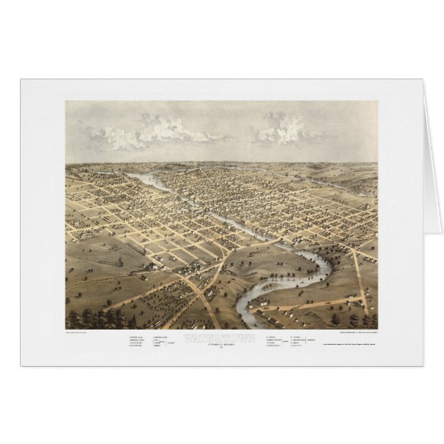 Watertown, carte panoramique de WI - 1867 (Devant horizontal)