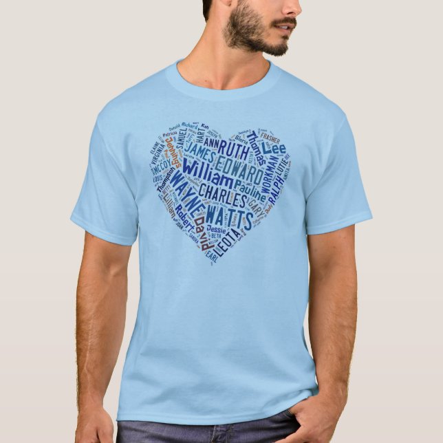 Watts de famille de bleu de T-shirt (Devant)